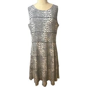 Perceptions Black and White Sleeveless Polka Dot Fit & Flare Dress